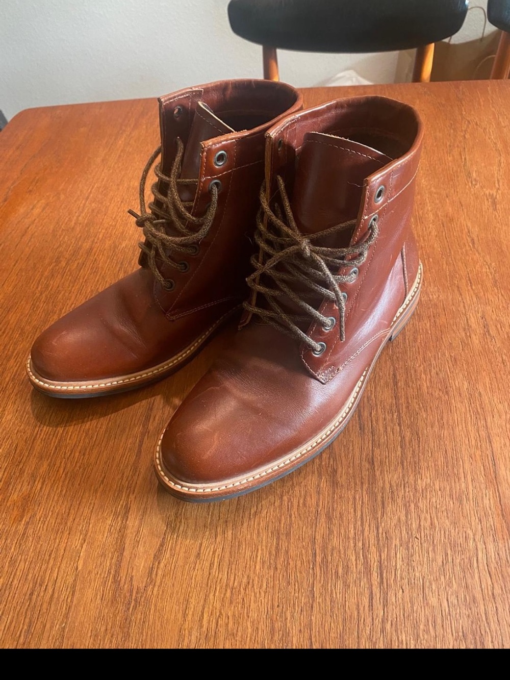 Nisolo Amalia Brandy Leather Lace-Up Boots